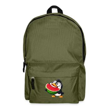 Pinguin mit süßem Gebiss Cartoon lustig - Rucksack - Olivgrün - Vorne