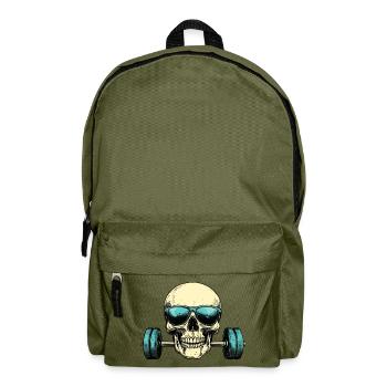 Totenkopf Sonnenbrille Hantel - Rucksack - Olivgrün - Vorne