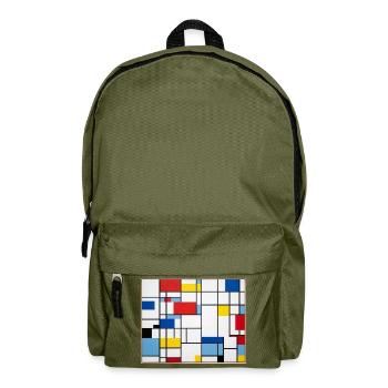Mondrian Lines Primärfarbenspiel - Rucksack - Olivgrün - Vorne
