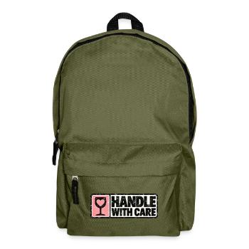 Handle With Care – Herz Retro Design - Rucksack - Olivgrün - Vorne