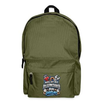 Anlagenmechaniker Spruch Darum stolz - Rucksack - Olivgrün - Vorne