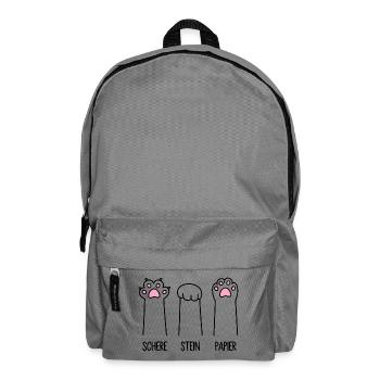 Schere Stein Papier Katze Pfote Spiel Katzenpfoten - Rucksack - Mittelgrau - Vorne