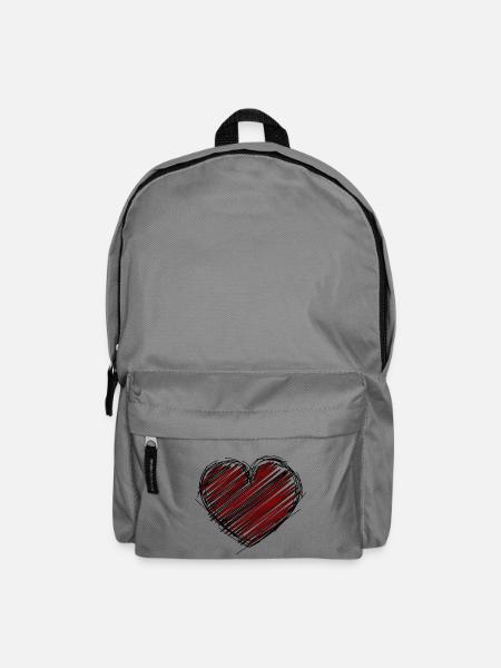 HERZ. HERZ. HERZ. KÜSSEN. SCHMATZEN. KÜSST. - Rucksack - Mittelgrau