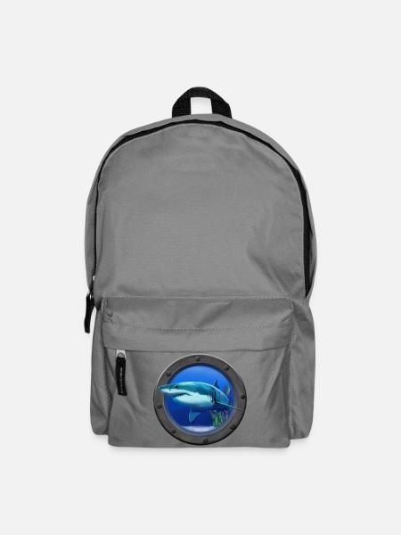 Blauer Hai im Meeresfenster - Rucksack - Mittelgrau