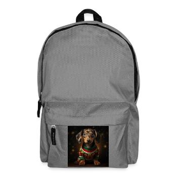 Weihnachtsdackel im Strickpullover - Rucksack - Mittelgrau - Vorne