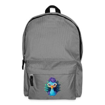 Niedlicher Pfau mit Brille Cartoon Kawaii - Rucksack - Mittelgrau - Vorne