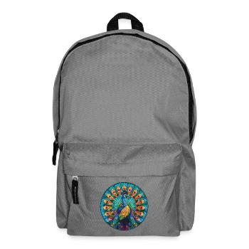 Pfauenbunte Aquarell-Tierillustration - Rucksack - Mittelgrau - Vorne