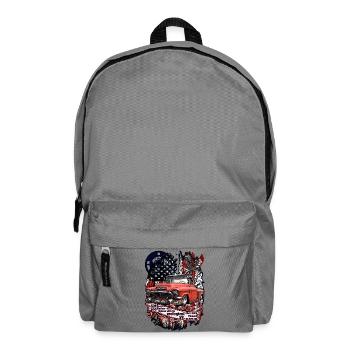 Legendärer V8 Pick Up Truck Amerikanische Fahne - Rucksack - Mittelgrau - Vorne