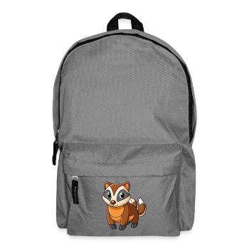 Dachs Niedliches Maskottchen Zeichentrickfigur Kawaii - Rucksack - Mittelgrau - Vorne