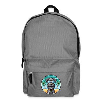 German Wirehaired Pointer Dog Breed Cartoon Beach - Backpack - elephant grey - Front