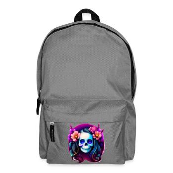 Dame du Crâne Mystique aux Fleurs – Néon Gothique - Sac à dos - gris éléphant - Devant