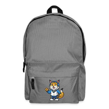 Luchs Lustige Zeichentrickfigur Kopfhörermusik - Rucksack - Mittelgrau - Vorne