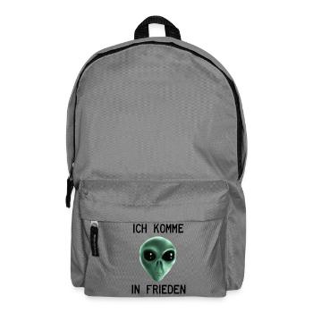 Ich komme in Frieden - Grüner Alien - Rucksack - Mittelgrau - Vorne