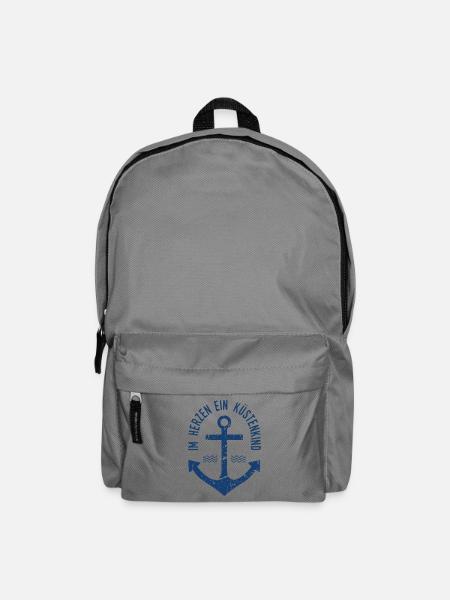 Im Herzen ein Küstenkind - Rucksack - Mittelgrau