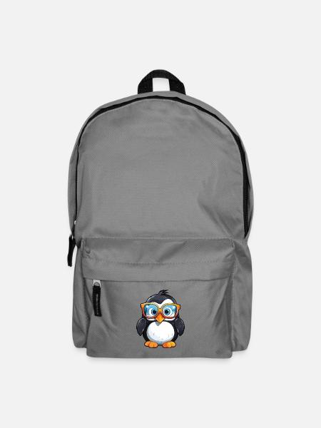 Pinguin mit Brille Cartoon Kawaii Illustration - Rucksack - Mittelgrau