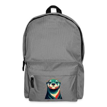 Otter Zeichentrickfigur Buntes Haustier Tier - Rucksack - Mittelgrau - Vorne