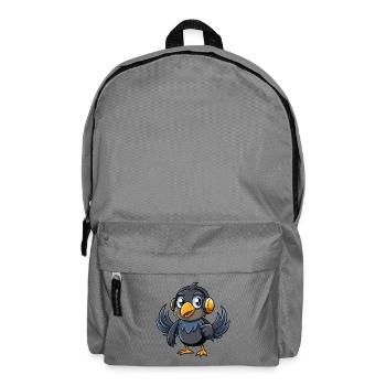Krähe Lustige Zeichentrickfigur Kopfhörer Musik - Rucksack - Mittelgrau - Vorne