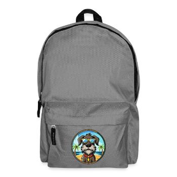 German Wirehaired Pointer Dog Breed Cartoon Beach - Backpack - elephant grey - Front