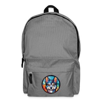 Alaskan Klee Kai Hunderasse Aquarell Illustration - Rucksack - Mittelgrau - Vorne