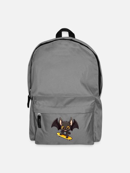Lustige Fledermaus Kawaii Cartoon Haustier spielt Skateboard - Rucksack - Mittelgrau