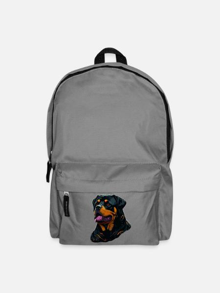 Rottweiler Hunderasse Kopf Cartoon Illustration - Rucksack - Mittelgrau