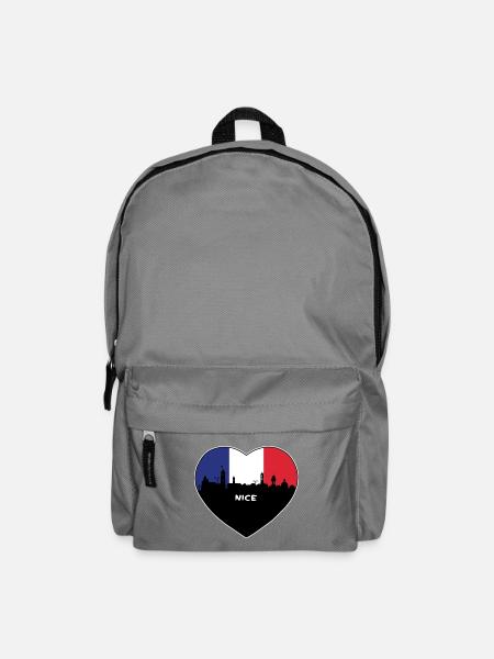 Nizza Frankreich Flagge Skyline Reise Souvenir - Rucksack - Mittelgrau