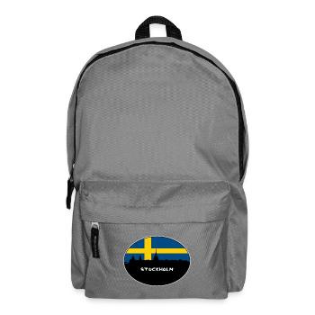 Stockholm-Schweden-Flaggen-Skyline-Schattenbild-Reise - Rucksack - Mittelgrau - Vorne