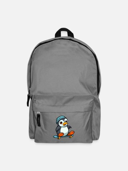Lustiger Pinguin Kawaii Cartoon spielt Skateboard - Rucksack - Mittelgrau