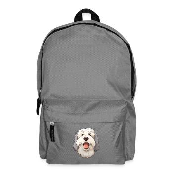Alter englischer Schäferhund Hunderasse Aquarell-Karikatur - Rucksack - Mittelgrau - Vorne