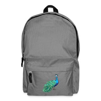 Pfau Niedliche Karikatur Kawaii Aquarell Tier Haustier - Rucksack - Mittelgrau - Vorne