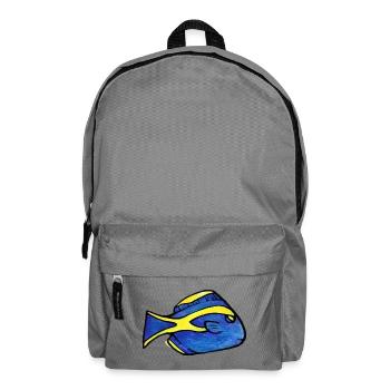 Blauer Kaiserfisch mit gelbem Streifen - Rucksack - Mittelgrau - Vorne