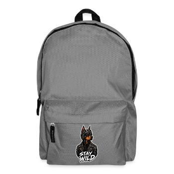 Bleib wild, harter Dobermann-Biker dicke Umrisszeichnung - Rucksack - Mittelgrau - Vorne