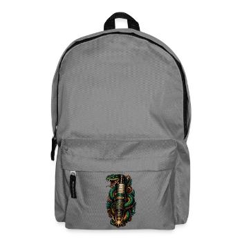 Zündkerze Schlange Tattoo Neo Traditional T-Shirt - Rucksack - Mittelgrau - Vorne
