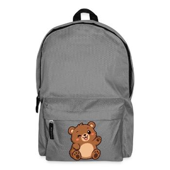 Kuschelbär Cartoon Winke-Motiv - Rucksack - Mittelgrau - Vorne
