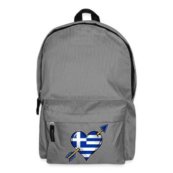 Griechenland Flagge Herz mit Pfeil - Rucksack - Mittelgrau - Vorne