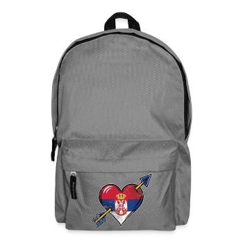 Serbien Flagge Herz mit Pfeil used look - Rucksack - Mittelgrau - Vorne