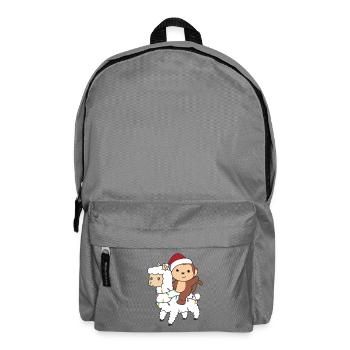Affe Lama Weihnachten Schnee Winter Tiere - Rucksack - Mittelgrau - Vorne