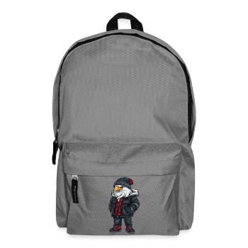 Adler mit schwarzer Winterjacke und Mütze - Rucksack - Mittelgrau - Vorne