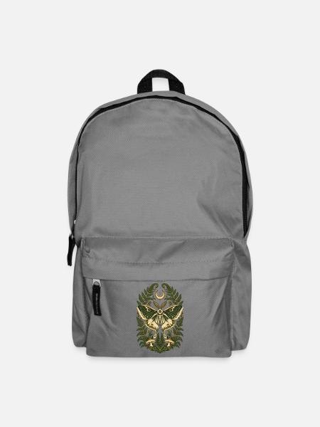 Nachtfalter mit Farn und Mond - Rucksack - Mittelgrau