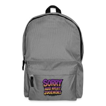 Sorry hab nicht zugehört lustiger Spruch - Rucksack - Mittelgrau - Vorne