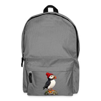 Papageitaucher mit roter Bobble-Mütze - Rucksack - Mittelgrau - Vorne