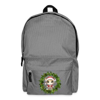 Kuschelkatze im Weihnachtskranz - Rucksack - Mittelgrau - Vorne