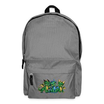 Drei süße Drachenbabys – Grüne Drachengeschwister - Rucksack - Mittelgrau - Vorne