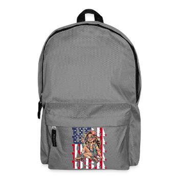  Stylisches USA-Retro-Girl auf Rollschuhen mit - Rucksack - Mittelgrau - Vorne