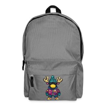 Elch mit Winterjacke und Sonnenbrille - Rucksack - Mittelgrau - Vorne