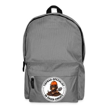 Rauhaardackel Tiefbau-Spezialist Kleingarten Grabe - Rucksack - Mittelgrau - Vorne