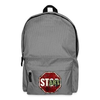 START statt STOP – Motivation Graffiti Streetwear - Rucksack - Mittelgrau - Vorne
