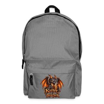 Kaffee weckt den Drachen – Lustiger Drache - Rucksack - Mittelgrau - Vorne
