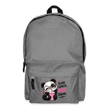 Panda mit Brille Kleine Schritte Große Träume - Rucksack - Mittelgrau - Vorne