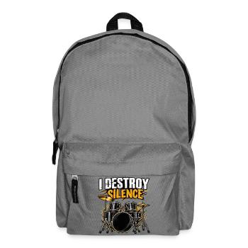 I Destroy Silence Schlagzeuger Funny Rock Band - Rucksack - Mittelgrau - Vorne
